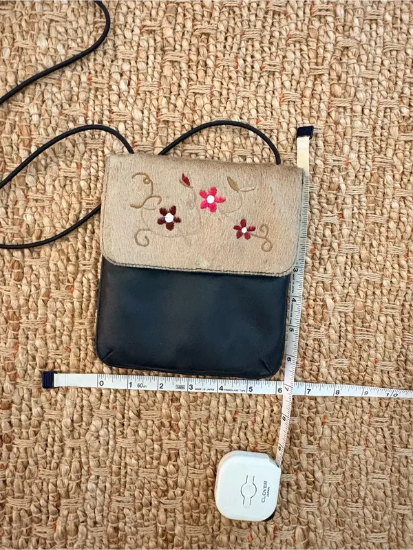 Wilsons Leather Black & Beige Floral Mini Crossbody - Image 5
