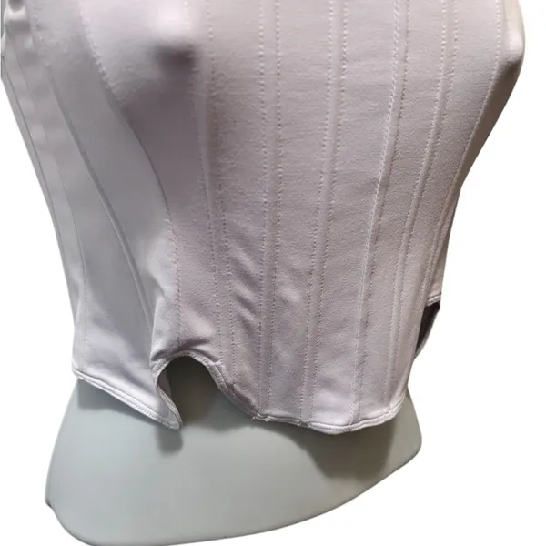 ReoRia Sexy Square Neck Trendy White Clean Girl Corset Crop Top Sz L - Image 8