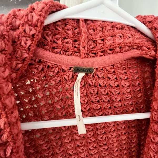 Free‎ People I'll Be Around Silk Cotton Waffle Fringe Sweater Oversized Small - Image 5
