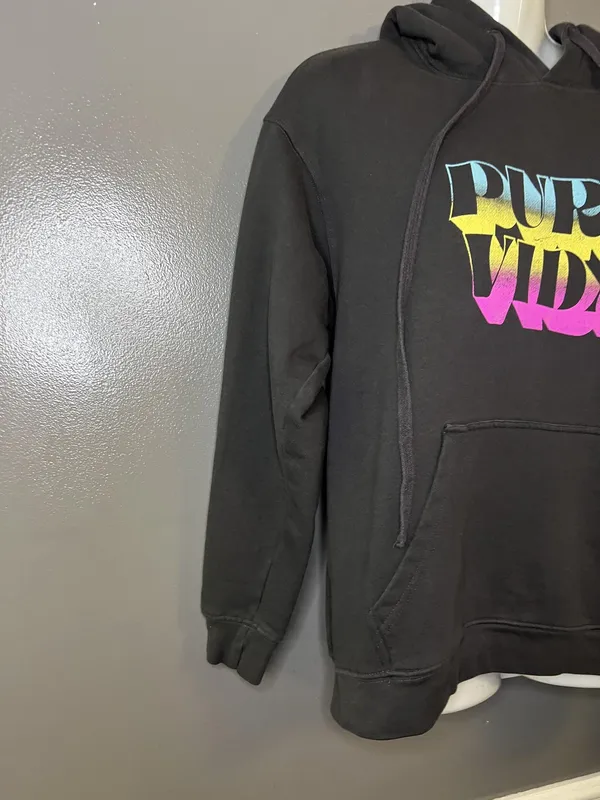 Pura Vida Hoodie Womens Medium Black Pura Vida Logo Graphic Fleece Pullover - Image 3