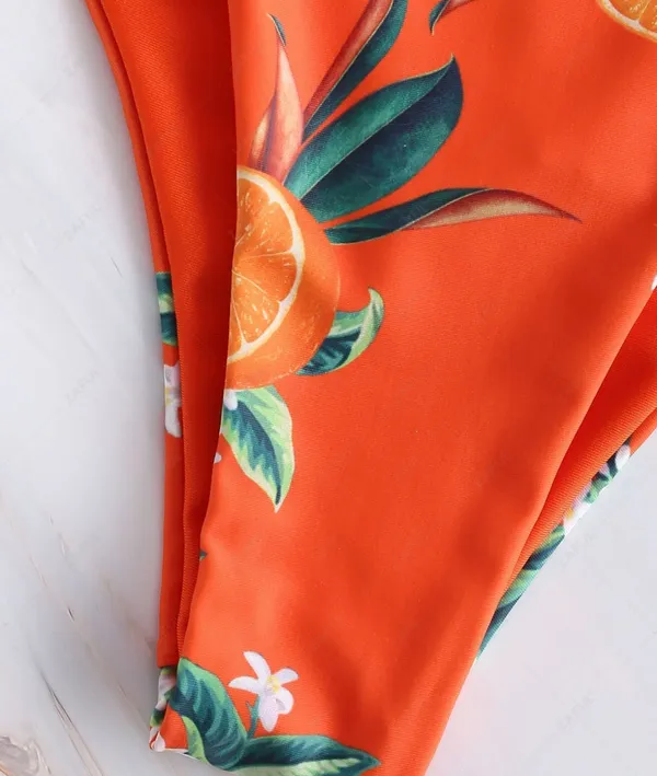 Zaful Orange Blossom Print Bikini Set - Image 9