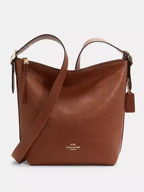 Coach Val Leather Crossbody Duffle Bag, Redwood Brown / Gold, C2818 - Image 16