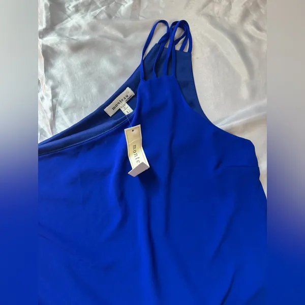 Monteau Blue Asymmetrical Camisole Top - Image 2