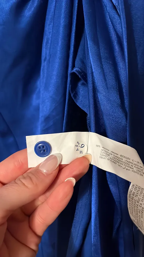 ZARA Blue Satin Wrap Mini Dress - Image 6