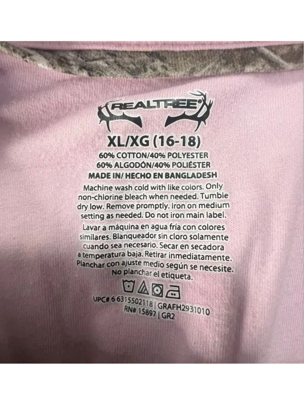 Realtree Camo V-Neck Long Sleeve Outdoor Hunting Shirt With Pink Trim - Image 3