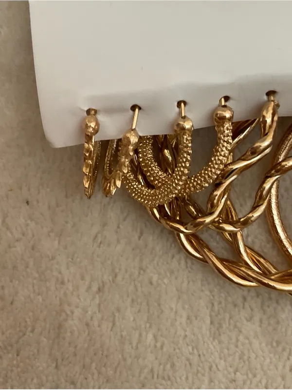 Fashion Jewelry Gold-Tone Mixed Hoop Earring Set - Image 2