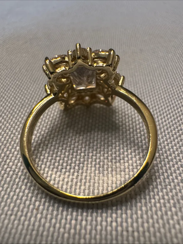 Gold-Tone Clear Crystal Halo Cocktail Ring - Image 2