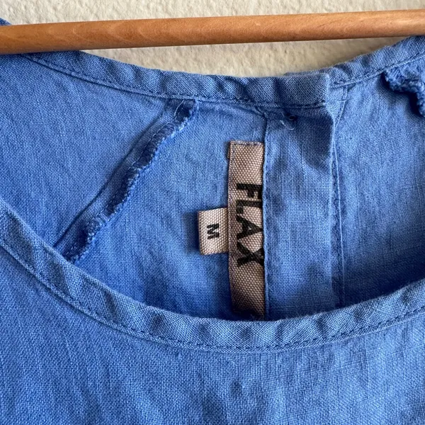 Flax Blue Linen Button Back Tee - Image 9