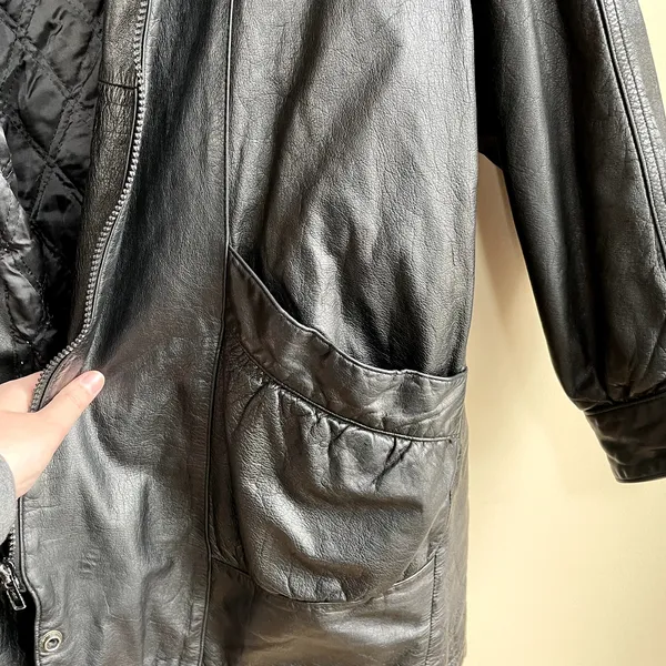 Jacqueline Ferrar genuine‎ leather jacket heavy vintage front pockets women's XL - Image 5