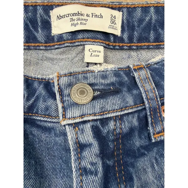 Abercrombie & Fitch Curve Love High Rise Skinny Jeans Medium Wash Blue 24‎ 00R - Image 5