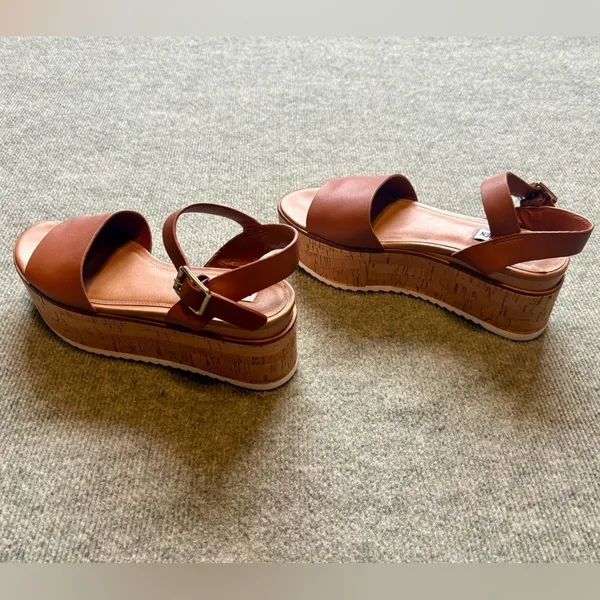 Steve Madden Tan Kemmy Leather Tan Sandals Heeled - Image 7