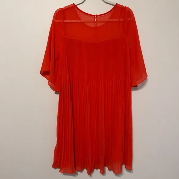 Anthropologie Maeve Edie Pleated Swing Dress Size 8 Orange - Image 6