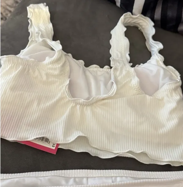 Xhilaration White Ribbed Ruffle Bikini Set - Image 2