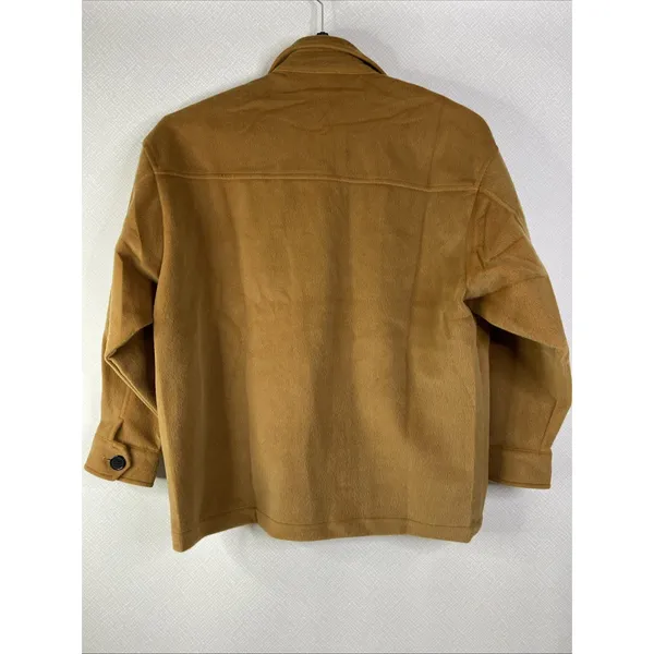 LUCCA Shacket Women Small Camel‎ Brown Faux Wool Utility Jacket Cozy Fall New - Image 2