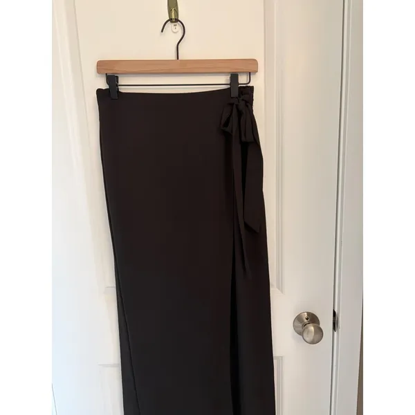 Halara Black High Waisted Side Tie Wrap 2-in-1 Maxi Skirt Wide Leg Pants Size S - Image 4