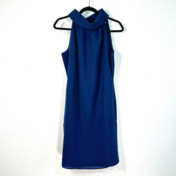 Sail to M Sable navy blue shift mini dress high funnel neck Sleeveless Short - Image 2