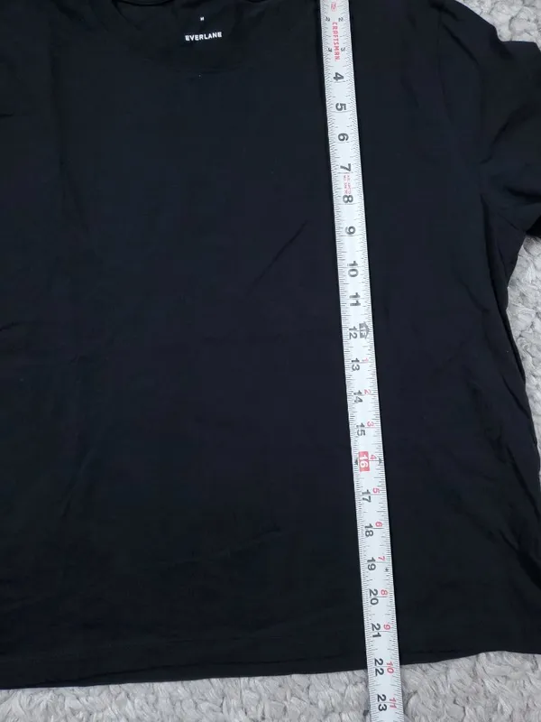 Everlane Organic Cotton Box-Cut Tee Black Short Sleeve Crop Top Size Medium - Image 5