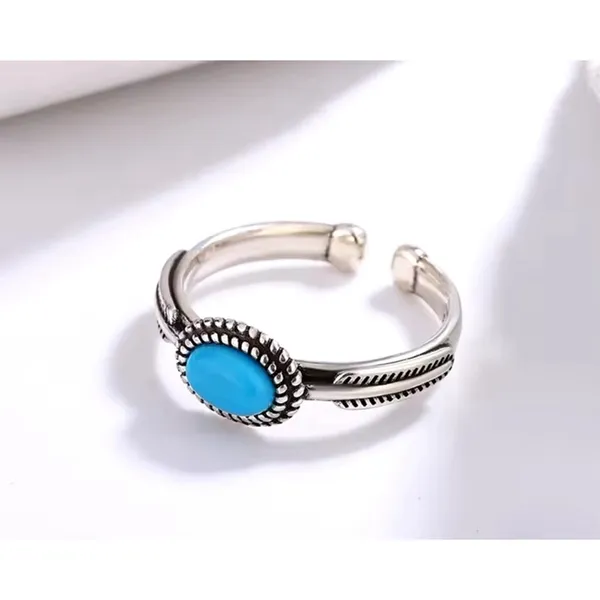 NEW Women's Boho Turquoise Ring, 925 Sterling Silver‎ Adjustable - Image 13