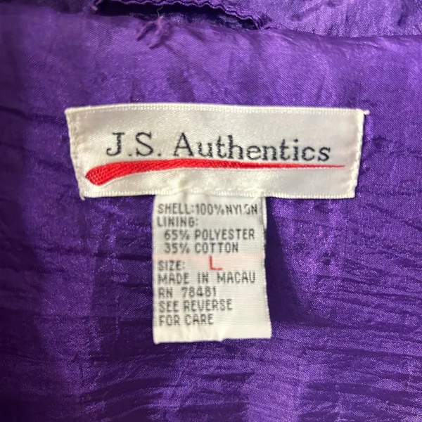 Vintage J. S. Authentics 80’s 90s Windbreaker Jacket size L - Image 3