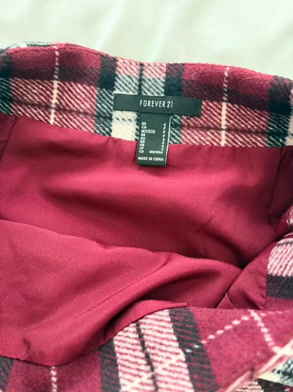 Forever 21 Plaid Skirt Burgundy - Image 4