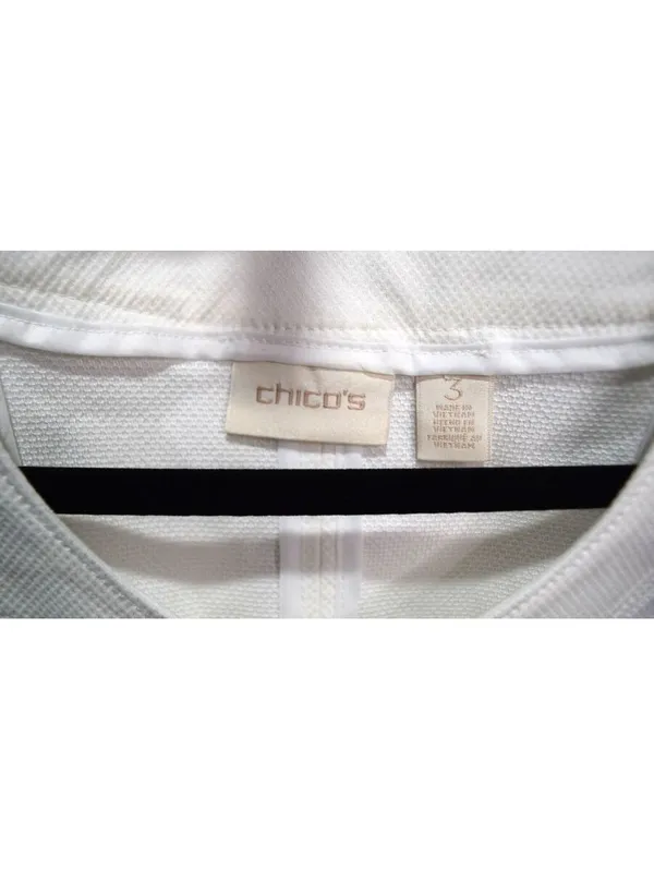 Chico's White Collarless Open Front Zip Jacket Textured Knit Size 3 (16/XL) - Image 4