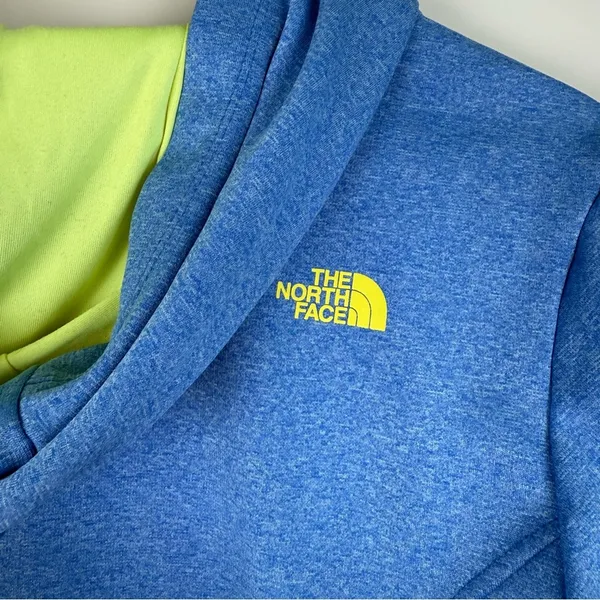 The North Face Heather Blue Yellow Logo Print Track Pullover Hoodie Ladies MED - Image 5