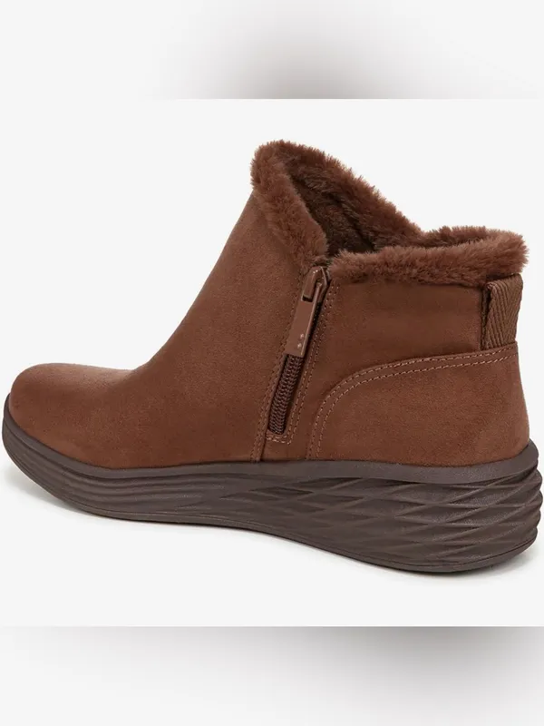 Ryka Brown Faux-Suede Fur-Trim Ankle Booties Size 8 - Image 3