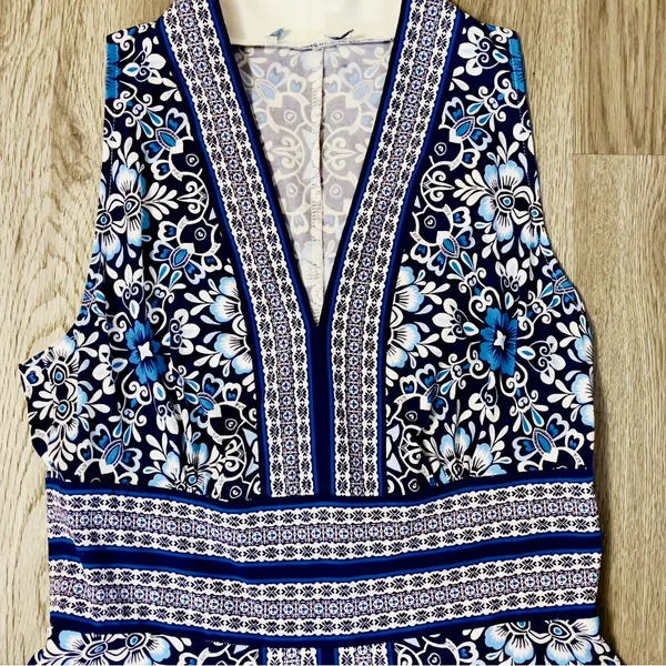 London Times Y2k Sleeveless Geometric Abstract Midi Dress Sz 6 Boho Chic Folksy - Image 3