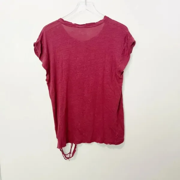 IRO Scoop‎ Neck Distressed Linen Tee in brick - Image 2