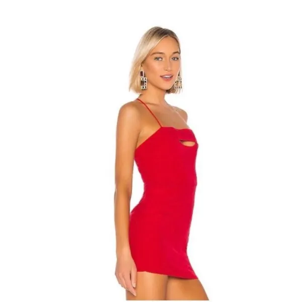 NBD X NAVEN Mini Rose Dress in True Red XS Club Going Out Date night Party #800 - Image 2