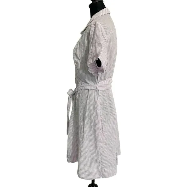 Hill House Size Large Linen The Laura Dress Lilac Stripe $165 - Image 6
