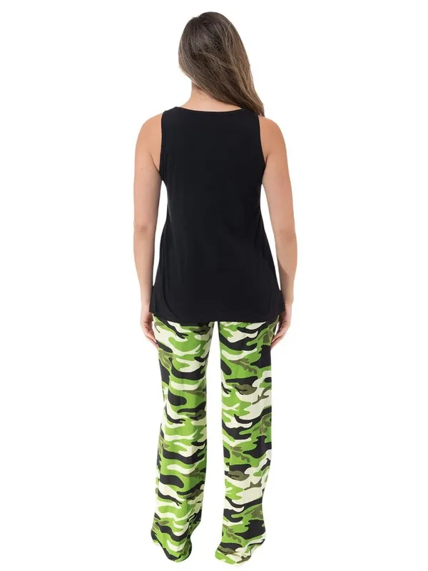 NWT Just Love Sleepwear Tank and Pajama Pants Set 92278971 Camouflage Black M - Image 4