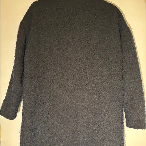 Hennes & Mauritz Women's Dark Navy black Textured Coat.Size-4 .Thigh length.Fancy golden Button - Image 3