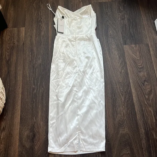 Club L White Bardot Corset MIDI Dress - Image 3