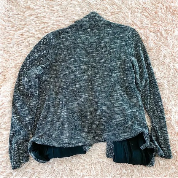 Lovers & Friends Marled Drape Cardigan in Black White Small - Image 5