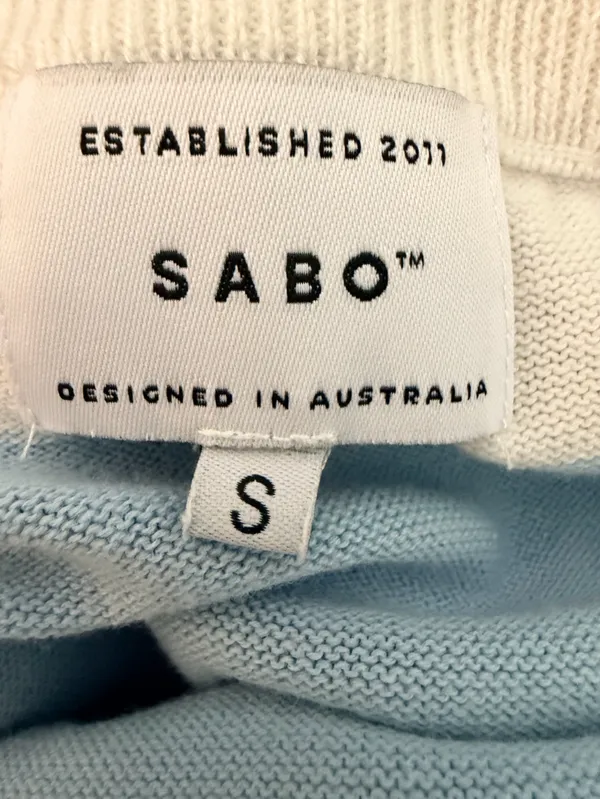 Sabo Skirt White Blue Striped Knit Cotton Pull On Long Skirt Sz S - Image 3