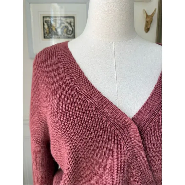 Gentle Fawn Balletcore Mauve Tulip Pink Crossfront Sweater L - Image 3