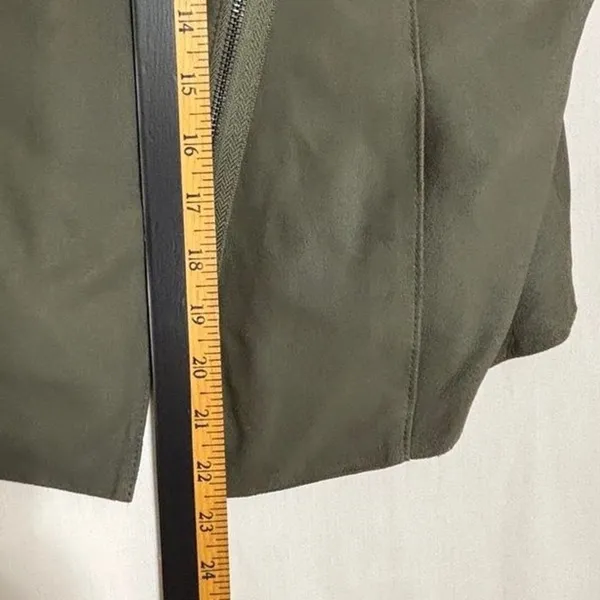 Cupcakes & Cashmere Moto Jacket Olive Green‎ Faux Suede Asymmetric Zip Vegan M - Image 10