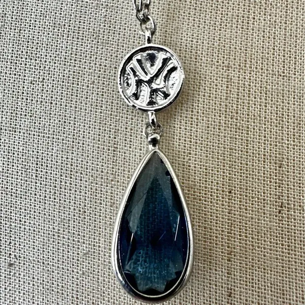 New York Yankees MLBP Necklace with Blue Crystal Drop - Image 8