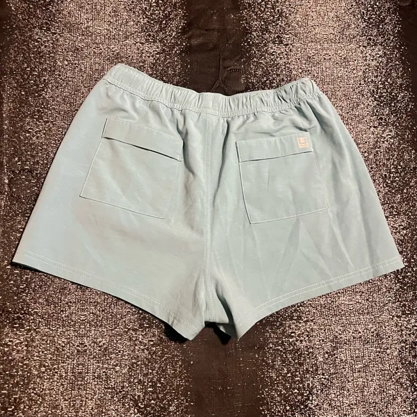 Womens S Huk Waypoint Performance Fishing Shorts- Green/blue - Image 2
