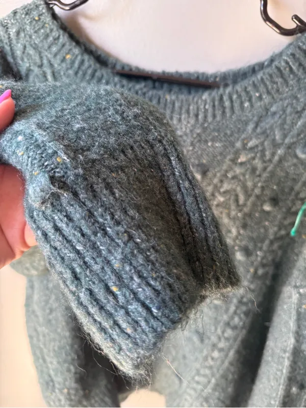 Old Navy XL Green Cable Knit Sweater Women’s Chunky Cozy Crewneck Pullover - Image 3