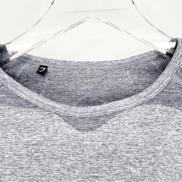 Gymshark Logo Tape Long Sleeve Crop Top‎ Women's Size S Blue Workout - Image 4