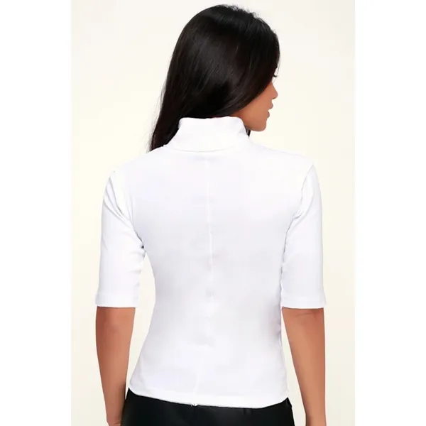 Free People Sunshine White Turtleneck Half Sleeve Fitted Top Womens MED NWT‎ - Image 5