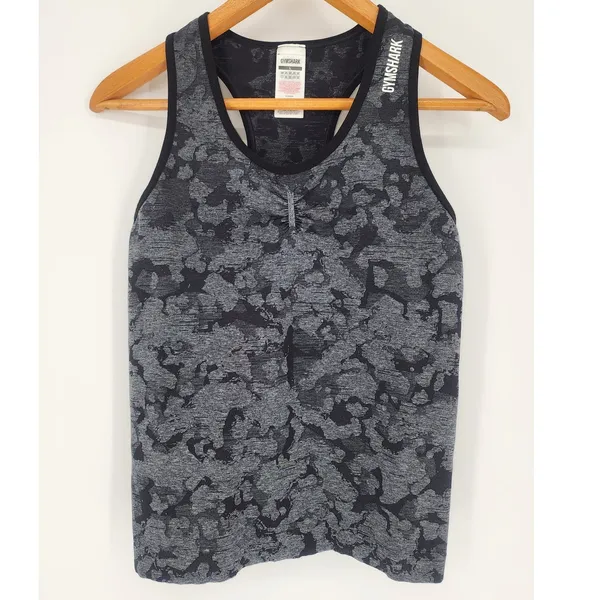 Gymshark Camo Racerback Tank Black/Grey Women’s Size Large - Image 4