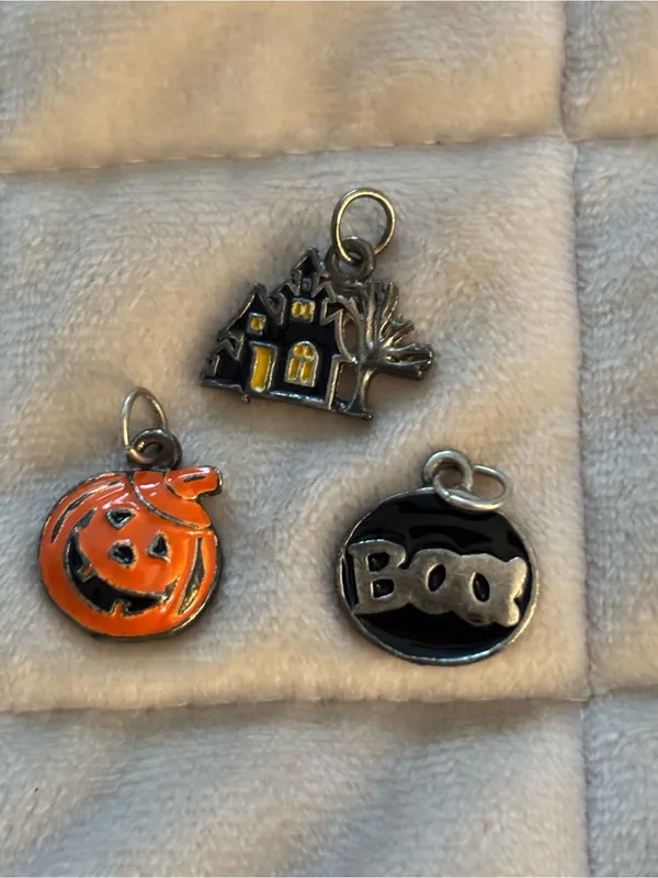 Halloween Small Charms Orange Black Silver Pumpkin, Haunted House & Boo - Image 2