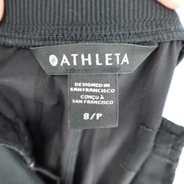 Athleta Pants Womens 8P Black Stretch Slash Pockets Elastic Waist Tapered Leg - Image 3