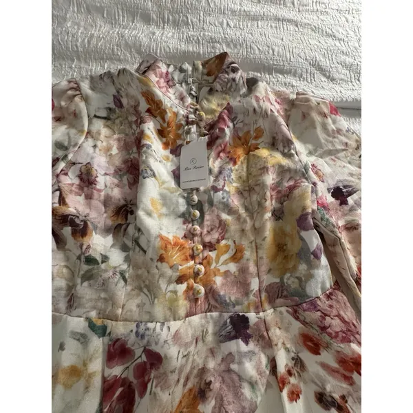 Miss Rosier Bianca Floral-Print Mini Dress Size Medium Floral A-line Vintage - Image 5