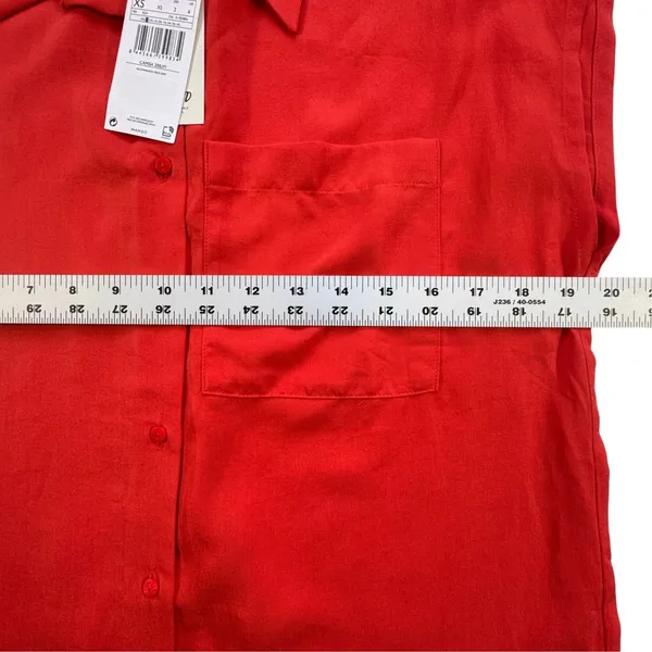 Mango MNG Orange Red Lyocell Sleeveless Shirt Womens XS Collar Button Pocket NWT - Image 4