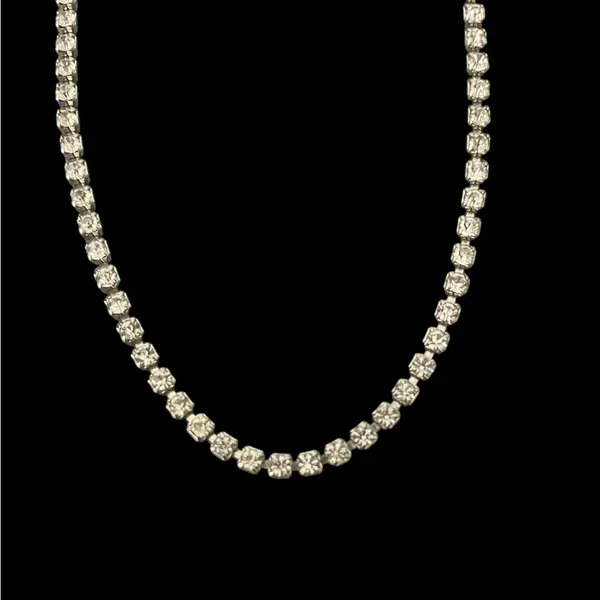 Vintage Estate Silver Clear Rhinestones Necklace Classic Formal - Image 5