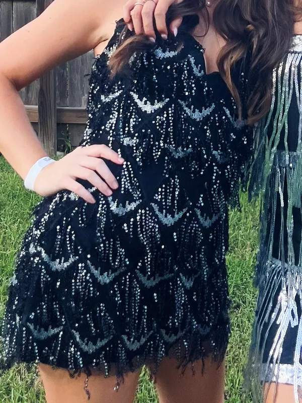 Black and silver sequin mini dress - Image 3
